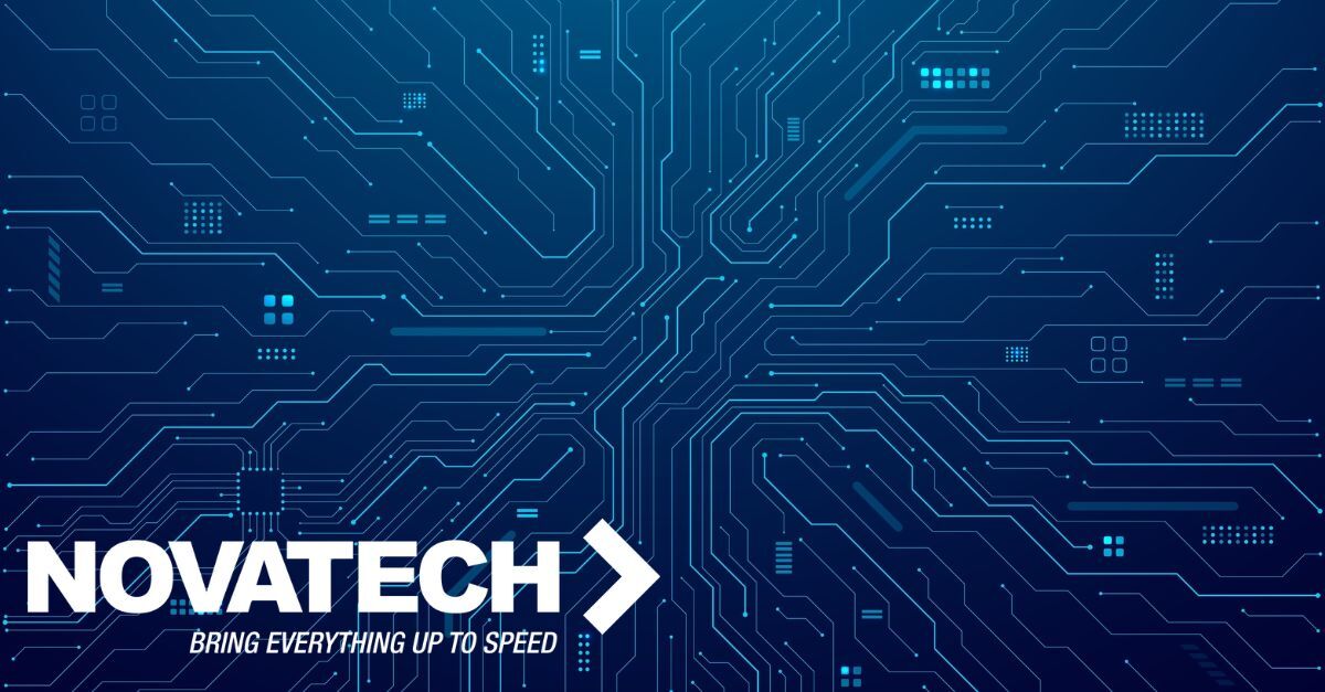 A blue circuit board background with the