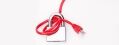 A red network cable is wrapped around a silver padlock, symbolizing network security.