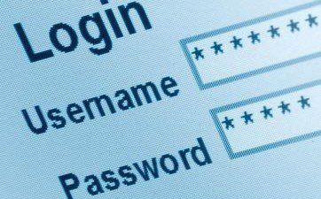 The image shows a close-up of a login screen with fields for username and password, indicating a digital authentication