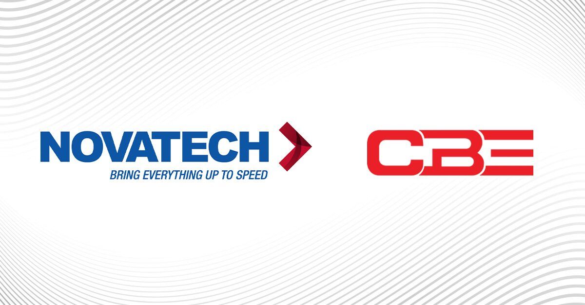 The image displays the logos of Novatech and CBE, suggesting a partnership or collaboration between the two companies.