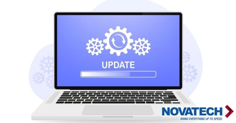 A laptop screen displays an 