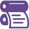 A purple icon representing a rolled-up document or scroll with horizontal lines indicating text.