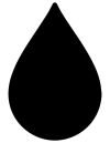 A black teardrop shape is centered on a white background.