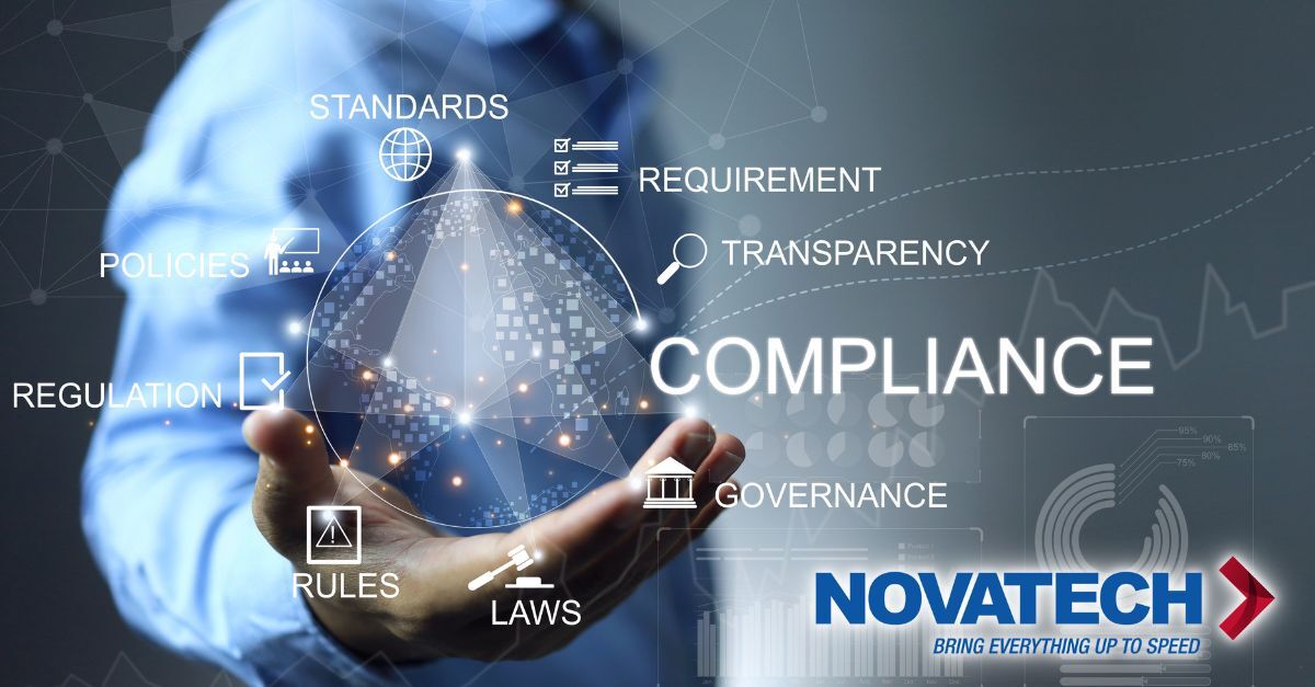 A hand interacts with a holographic display illustrating the interconnected concepts of global compliance, encompassing