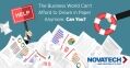 A business drowning in paperwork is offered a life preserver by Novatech, a company that promises to bring things up to
