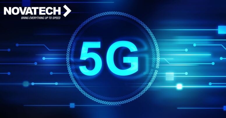 The image is a digital graphic promoting Novatech's 5G services, featuring the text 