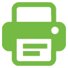 A green printer icon is displayed against a dark green background.