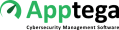 The Apptega logo features a green speedometer-like icon and the company name in green and black, with 
