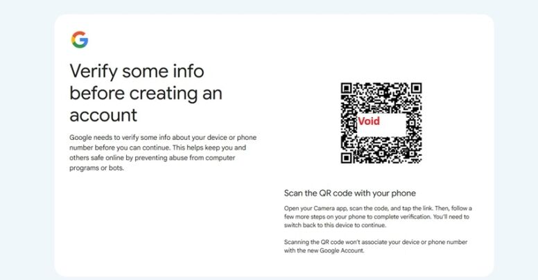 A Google page prompts users