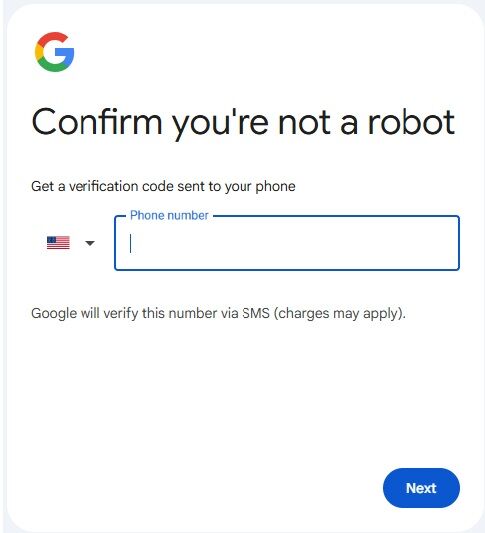 A Google verification page