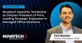 This is a promotional graphic announcing Ted Becker's appointment as Division President of Print at Novatech, where he