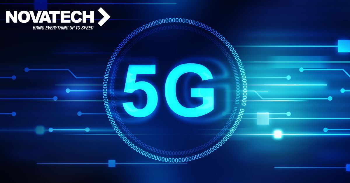 The image is a digital graphic promoting Novatech's 5G services, featuring the text