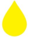 A bright yellow teardrop shape is centered on a white background.