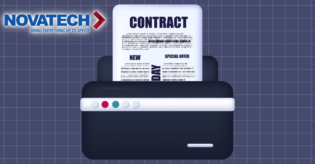 A printer is printing a document titled 