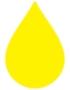 A bright yellow teardrop shape is centered on a white background.
