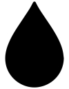 A black teardrop shape is centered on a white background.