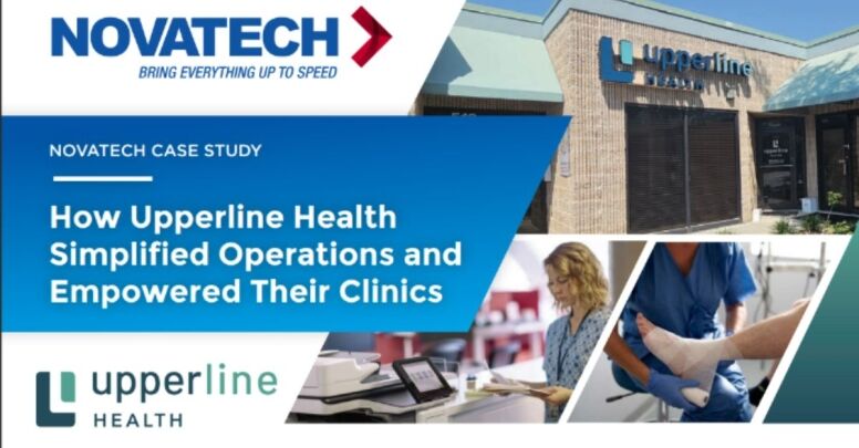 This is a case study cover for Novatech, highlighting how Upperline Health simplified operations and empowered their